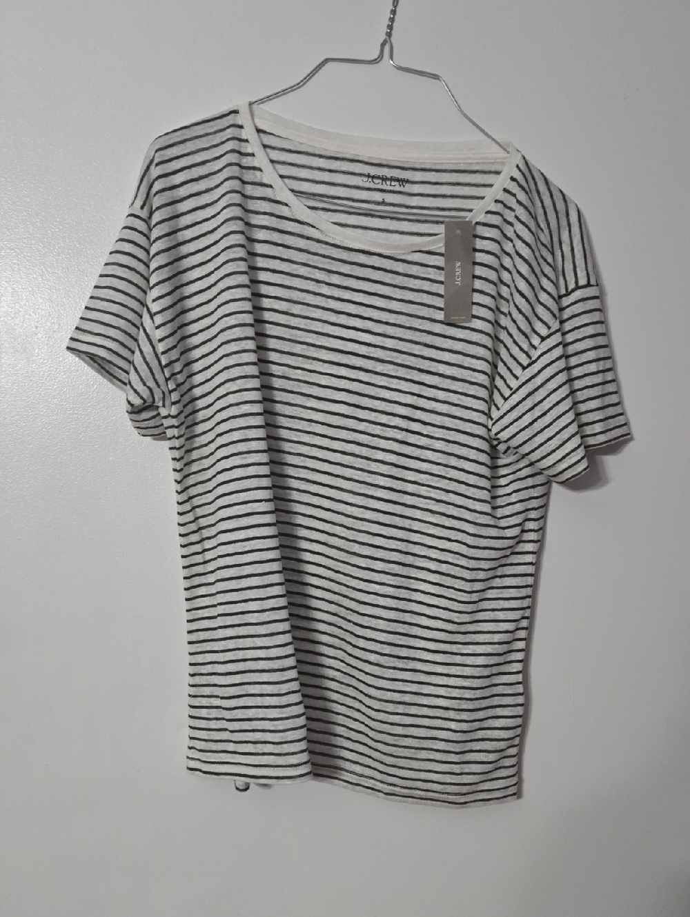 J. Crew Short Sleeve Crewneck Tee in White with Black Stripes